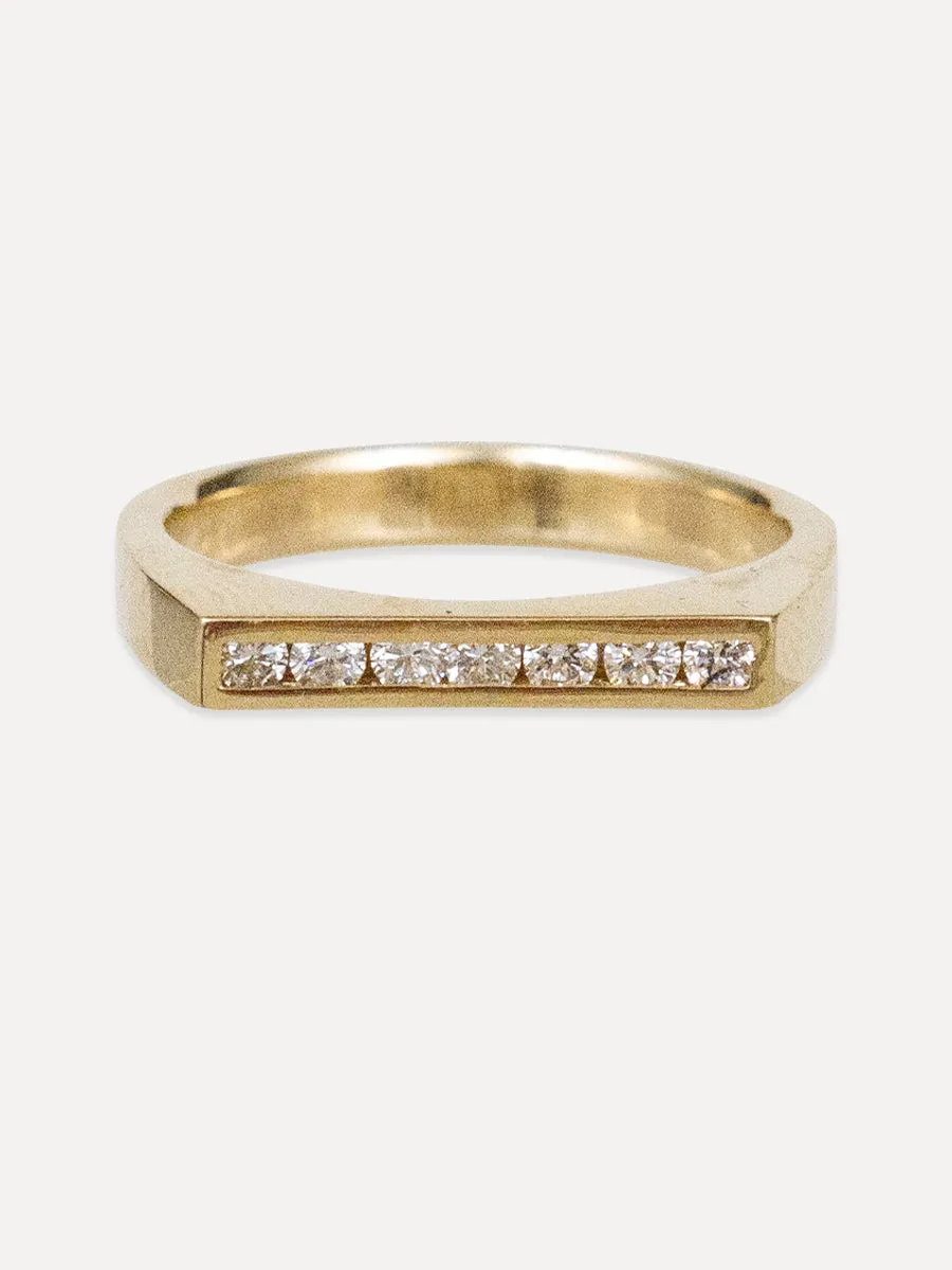 14K Puzzle Piece Flat Channel Ring