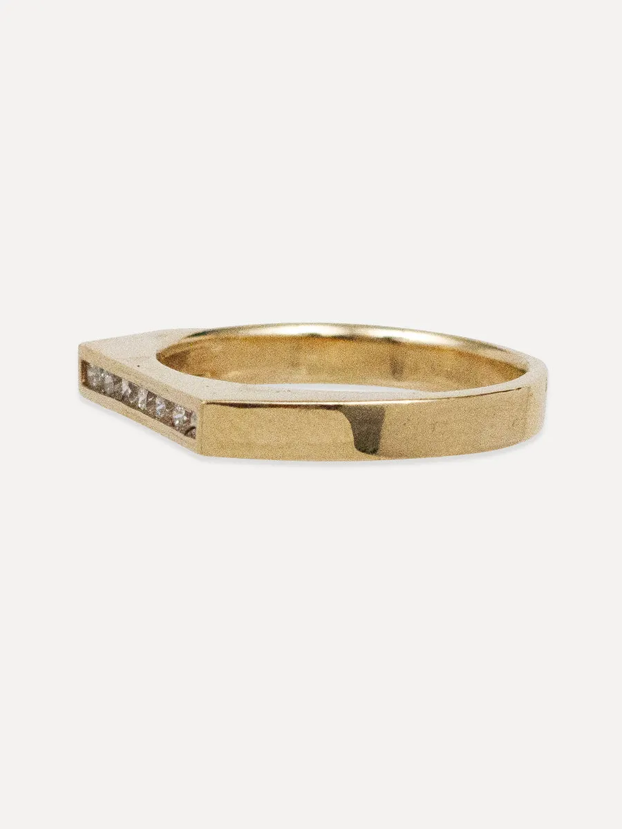 14K Puzzle Piece Flat Channel Ring