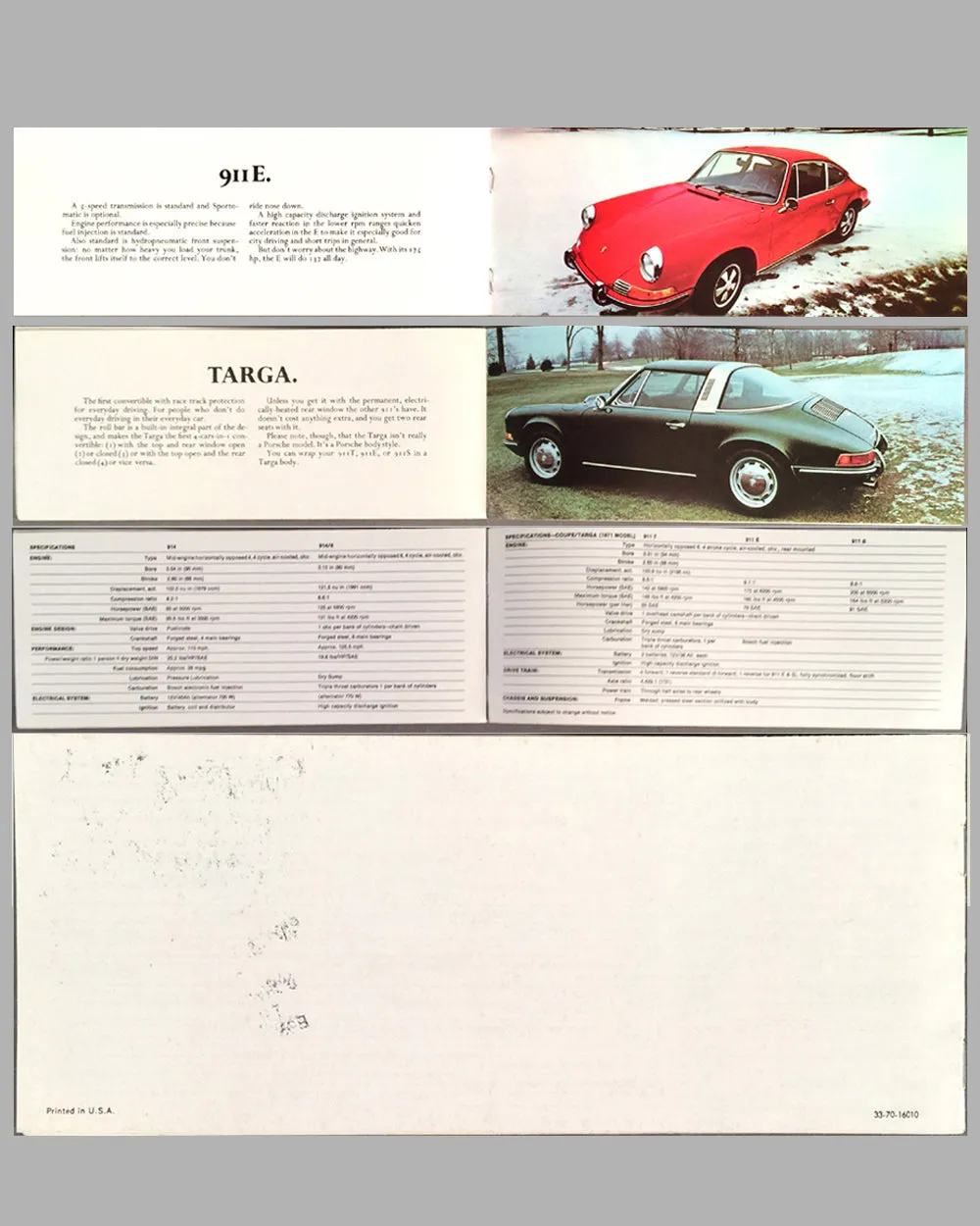 1970 Porsche full line factory sales brochure