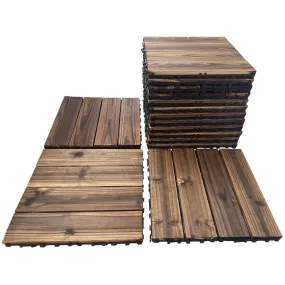 36 Pack Hardwood Interlocking Patio Deck Tiles, Wood Interlocking Flooring Tiles,12" × 12" Interlocking Patio Tiles,Outdoor Interlocking Waterproof