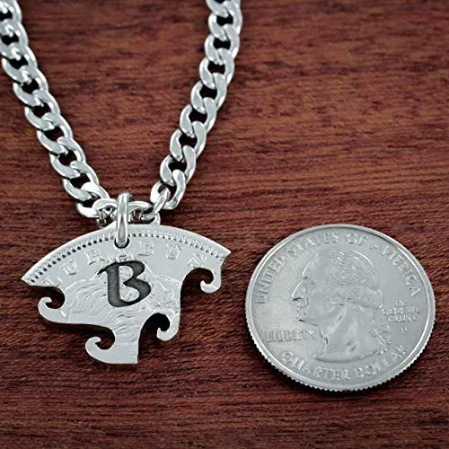 4 Best Friend Initial Necklaces, Custom Friendship or Family, Interlocking Puzzle Set From a Real US Coin, By NameCoins