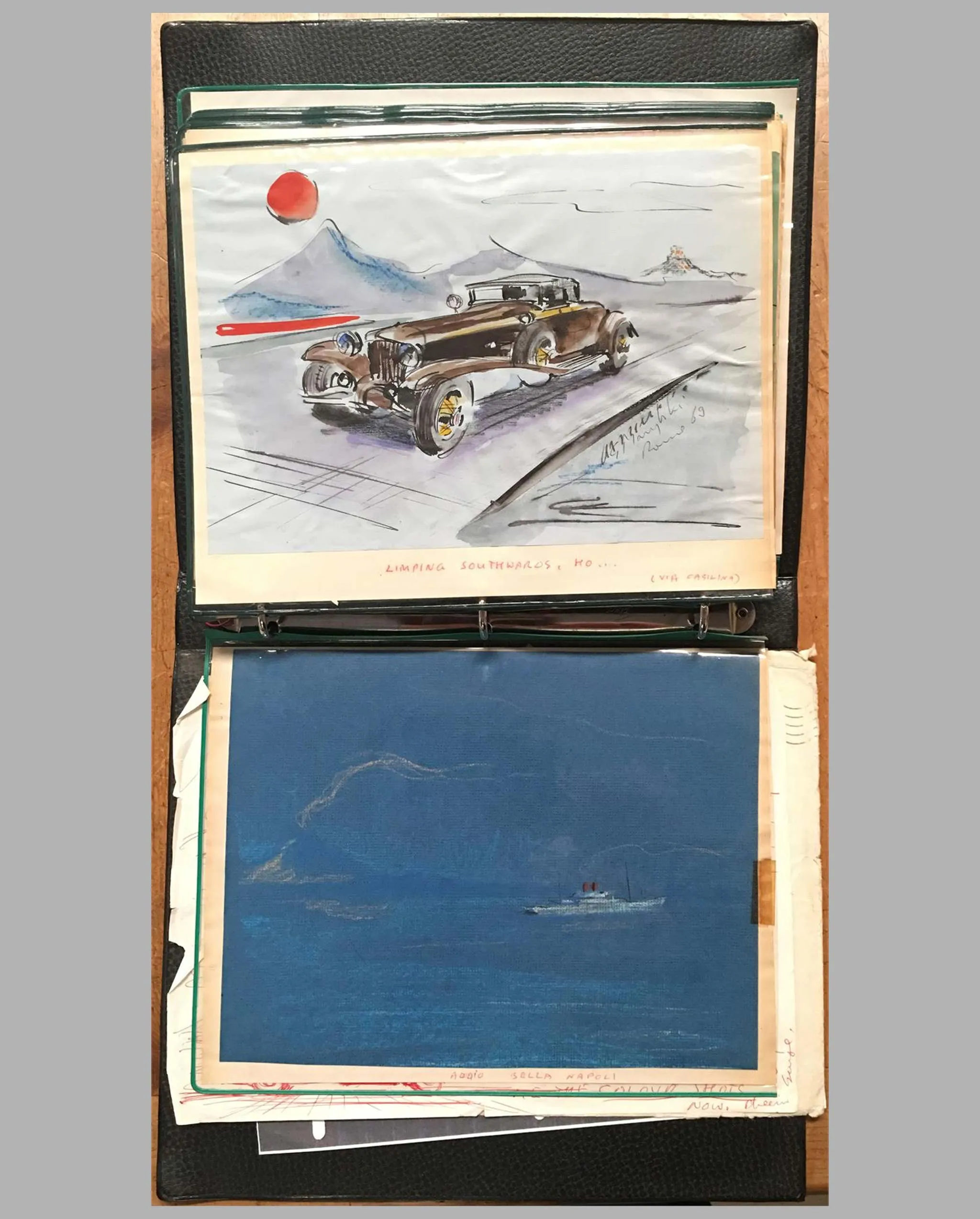 A travel book through Italy in a 1930’s Cord L.29, collection of 41 paintings by George Marylski