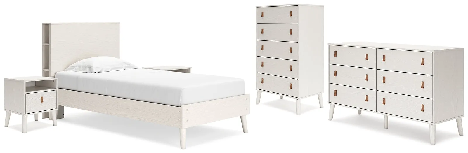 Ashley Express - Aprilyn Twin Bookcase Bed with Dresser, Chest and 2 Nightstands