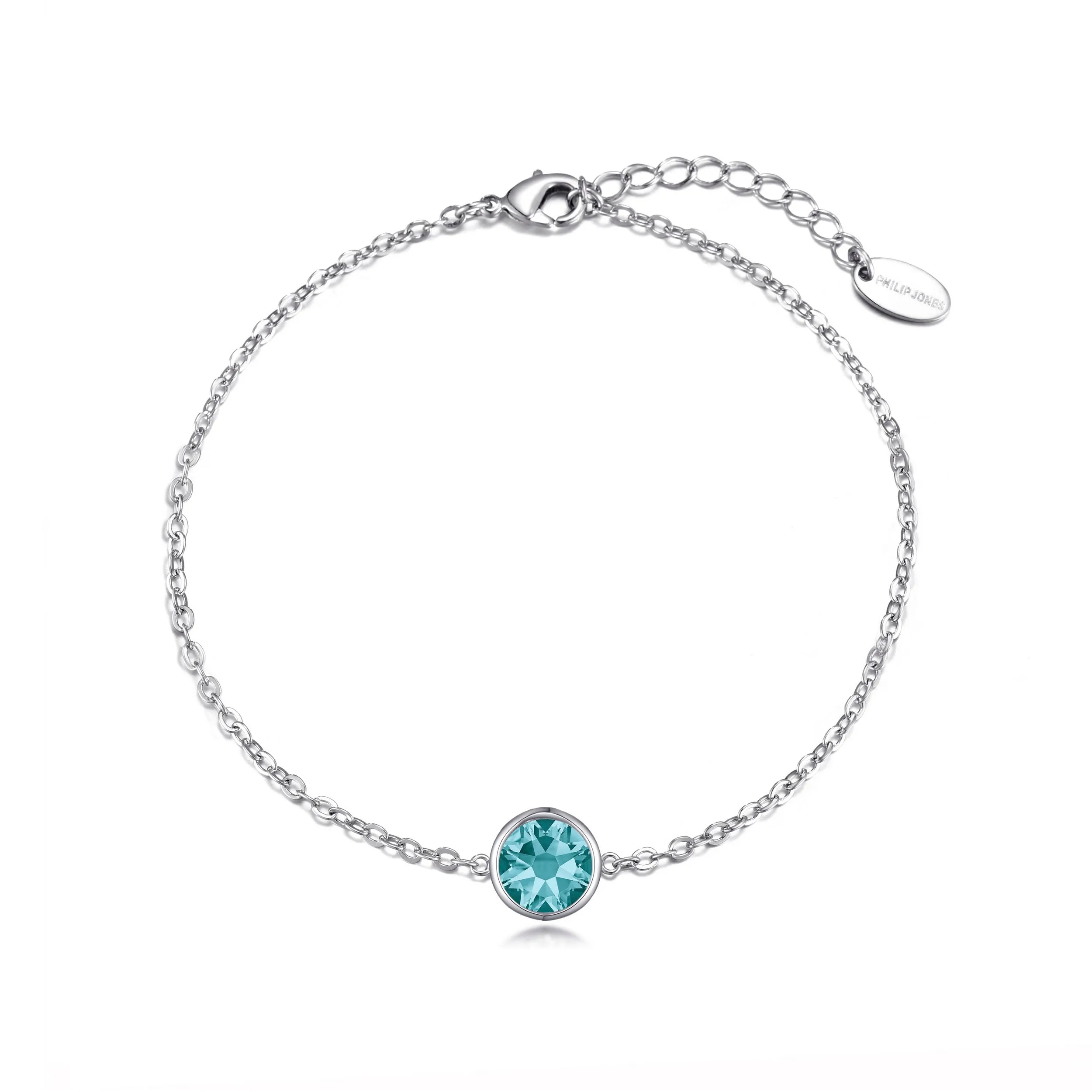 Blue Crystal Anklet Created with Zircondia® Crystals