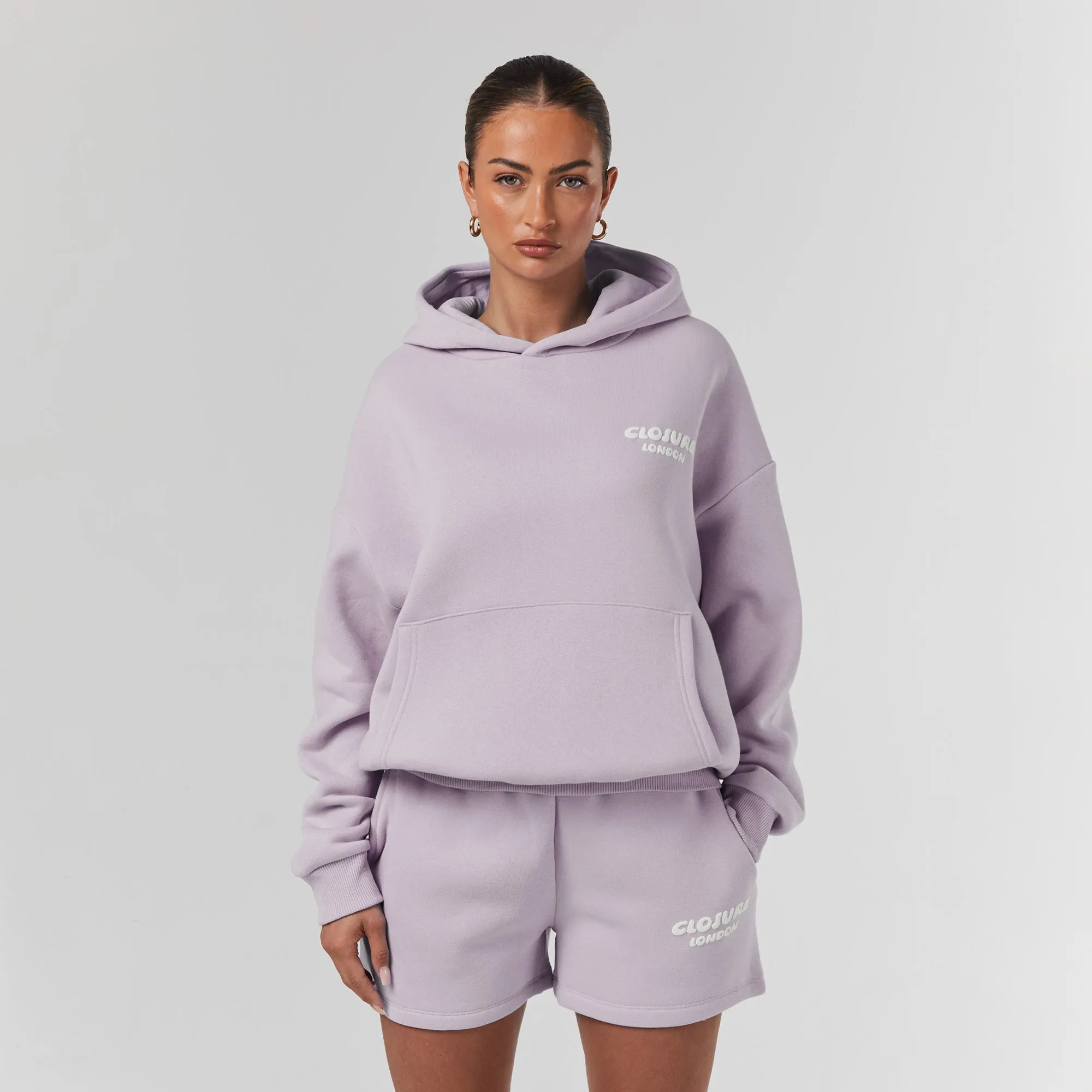 Bubble Logo Print Hood Twinset | Dusty Mauve