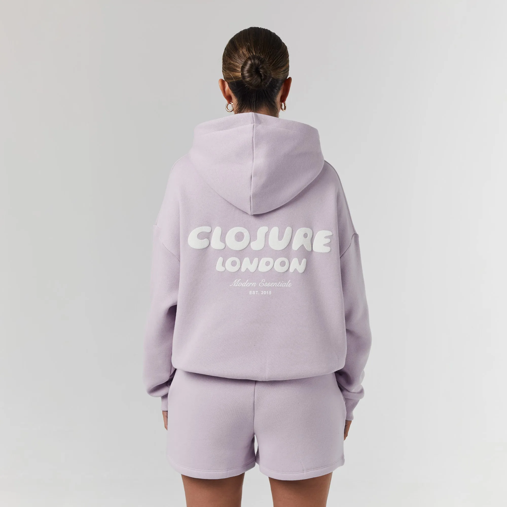 Bubble Logo Print Hood Twinset | Dusty Mauve