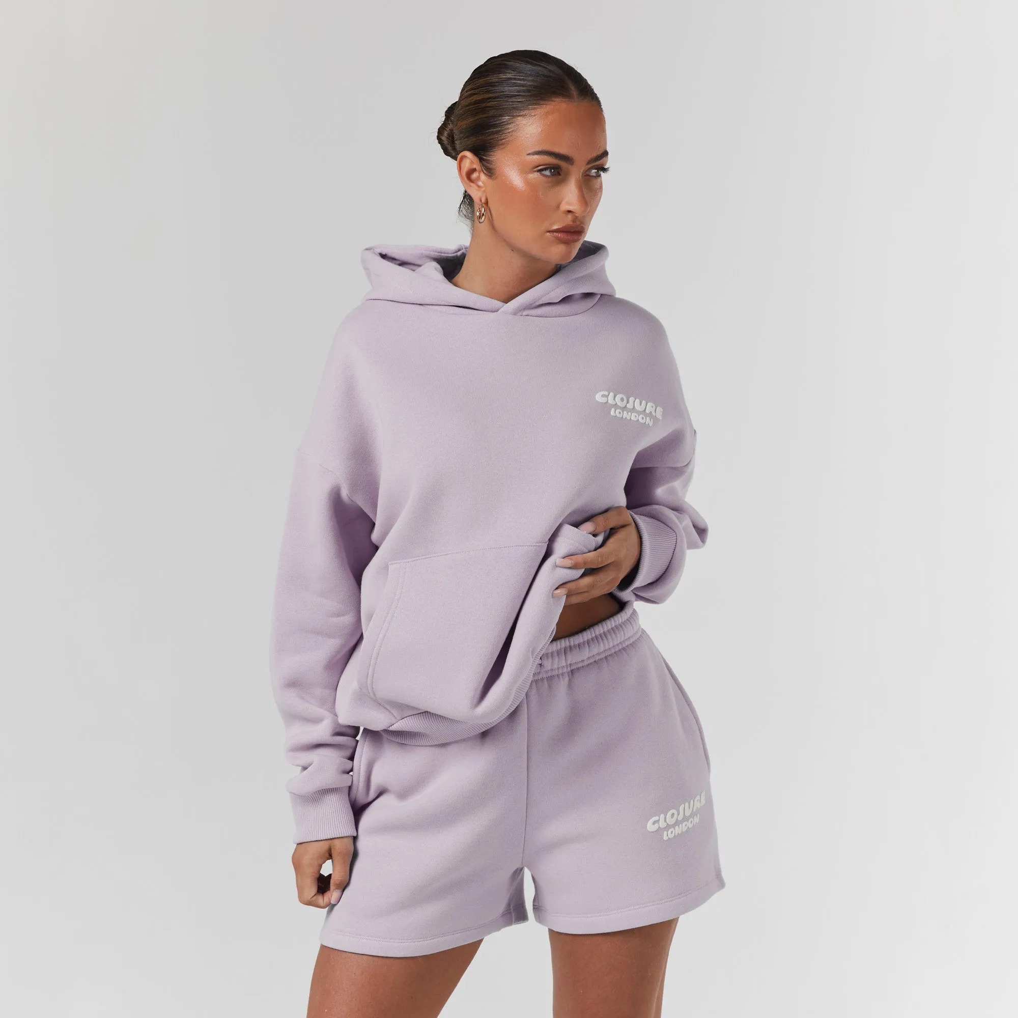 Bubble Logo Print Hood Twinset | Dusty Mauve