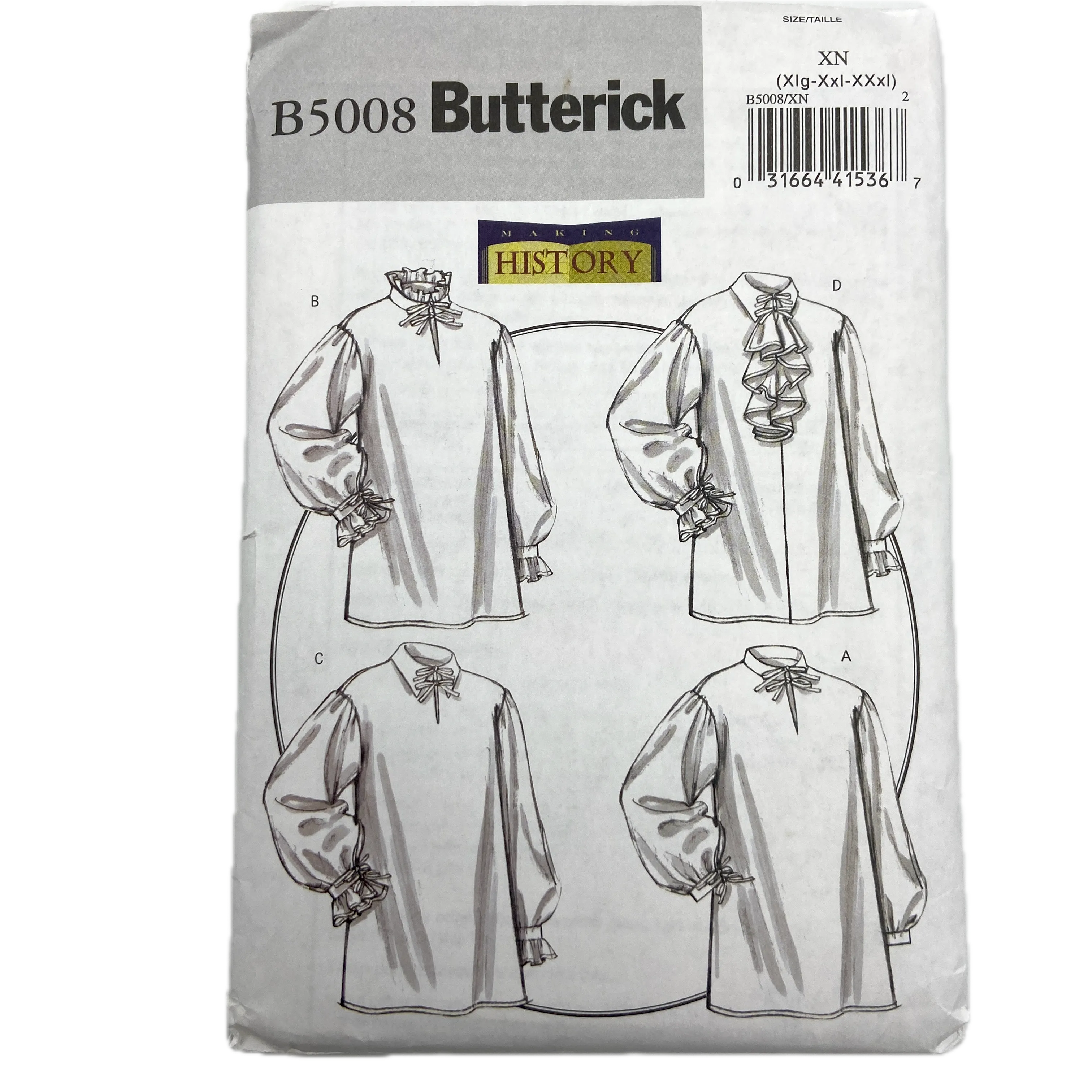 Butterick B5008 | Misses'/Men's Shirt | Size XL - 3X