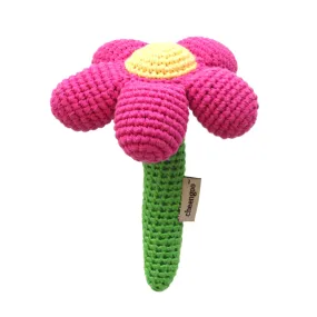 Cheengoo Magenta Flower Hand Crocheted Rattle