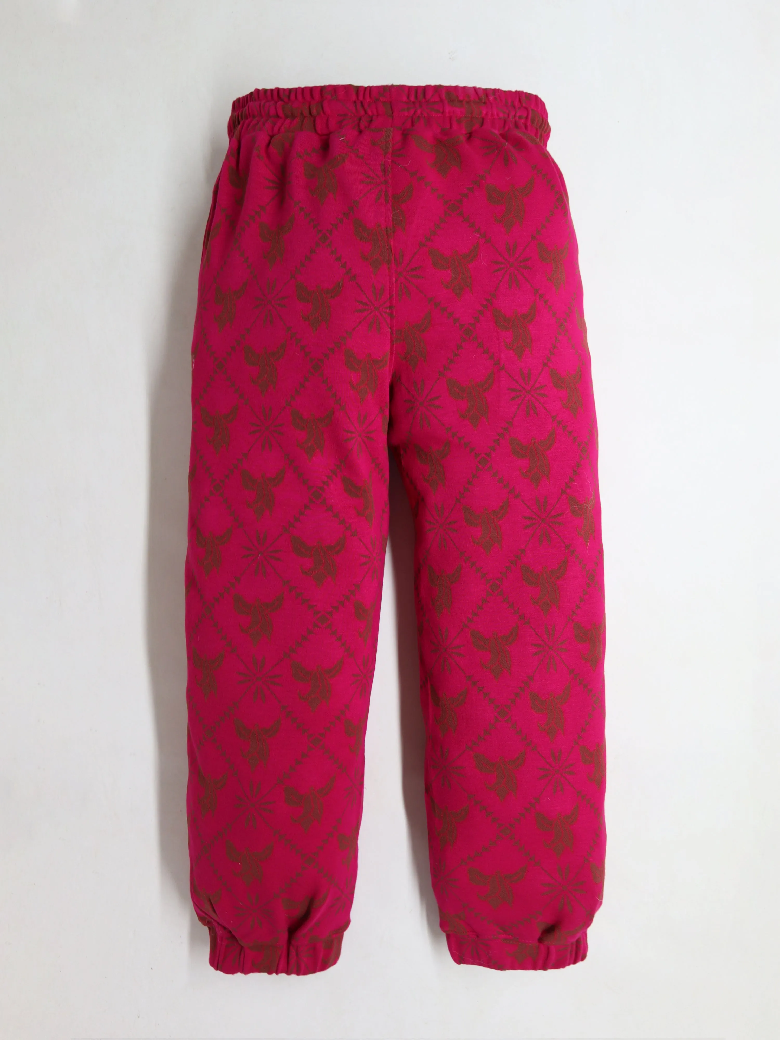 Cherry Crumble Girls Fuchsia Regular Length Jacquard Print Girls Top & Bottom Set