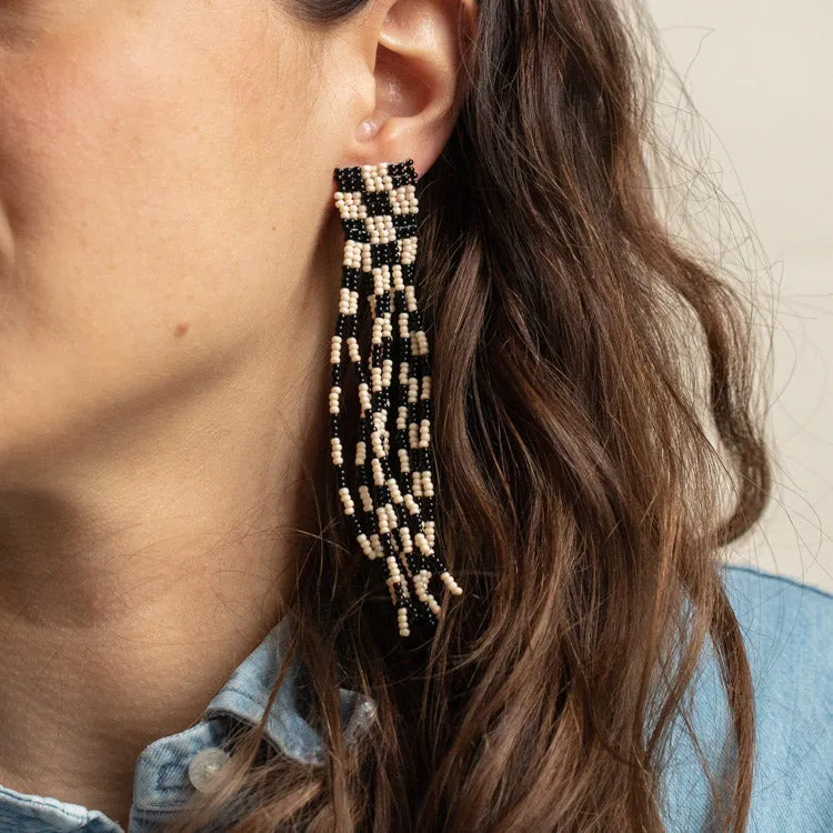 Clara Beaded Checkered Earrings