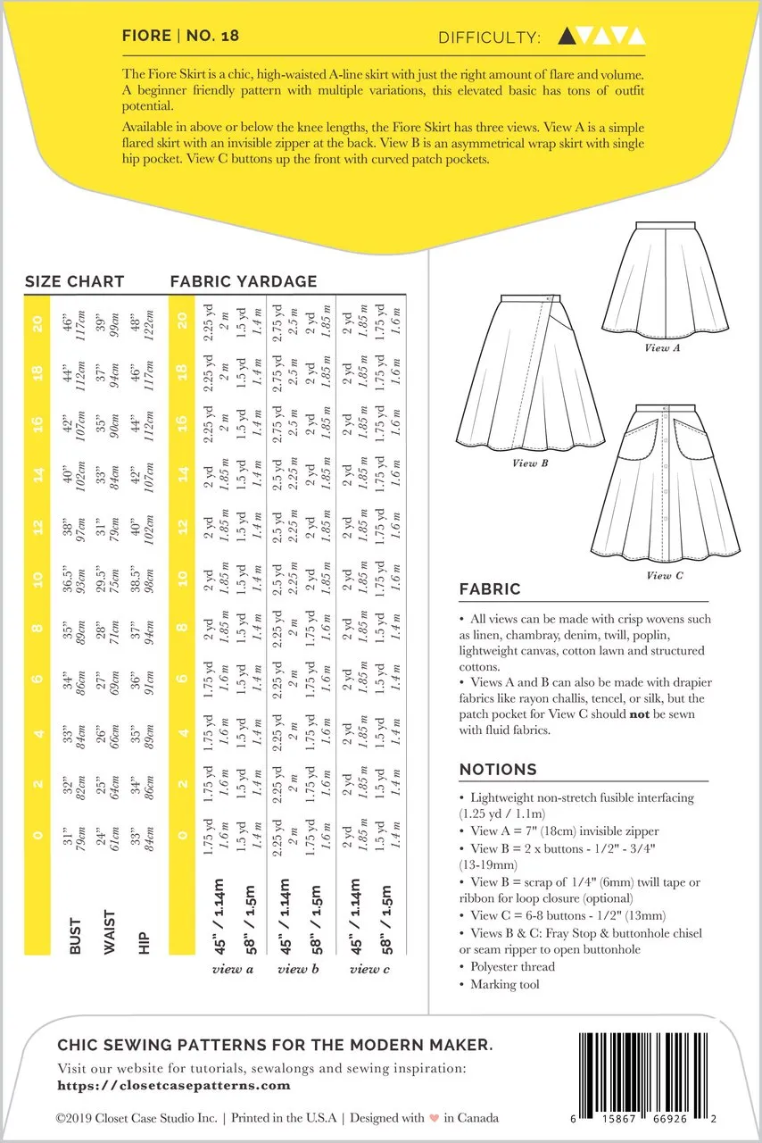 Closet Core - Fiore Skirt Sewing Pattern