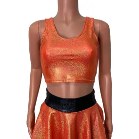 Crop Tank Top - Orange Sparkle Holographic