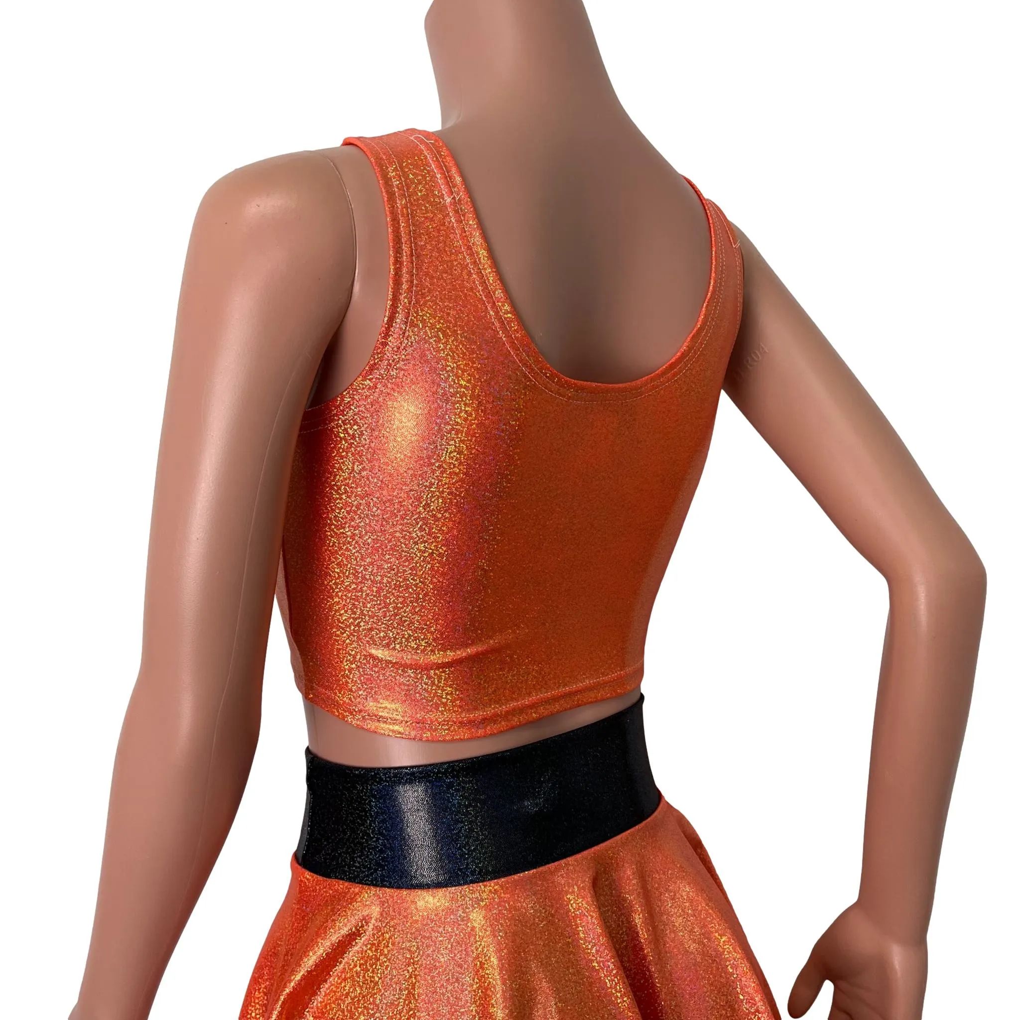 Crop Tank Top - Orange Sparkle Holographic