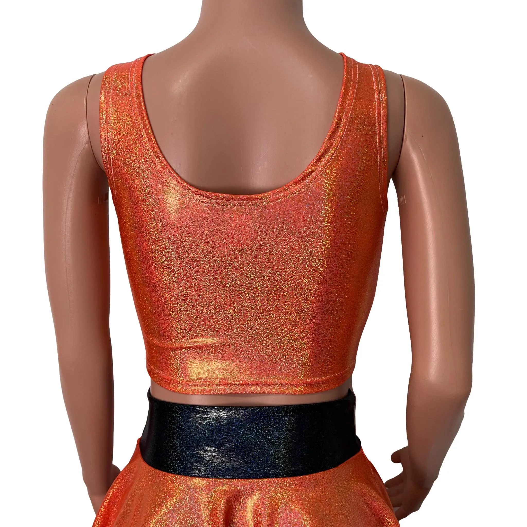 Crop Tank Top - Orange Sparkle Holographic