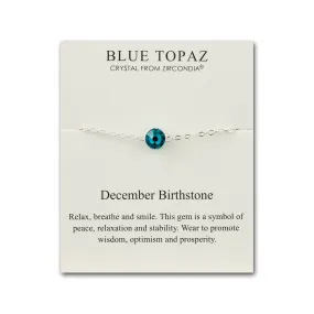 December (Blue Topaz) Birthstone Anklet Created with Zircondia® Crystals