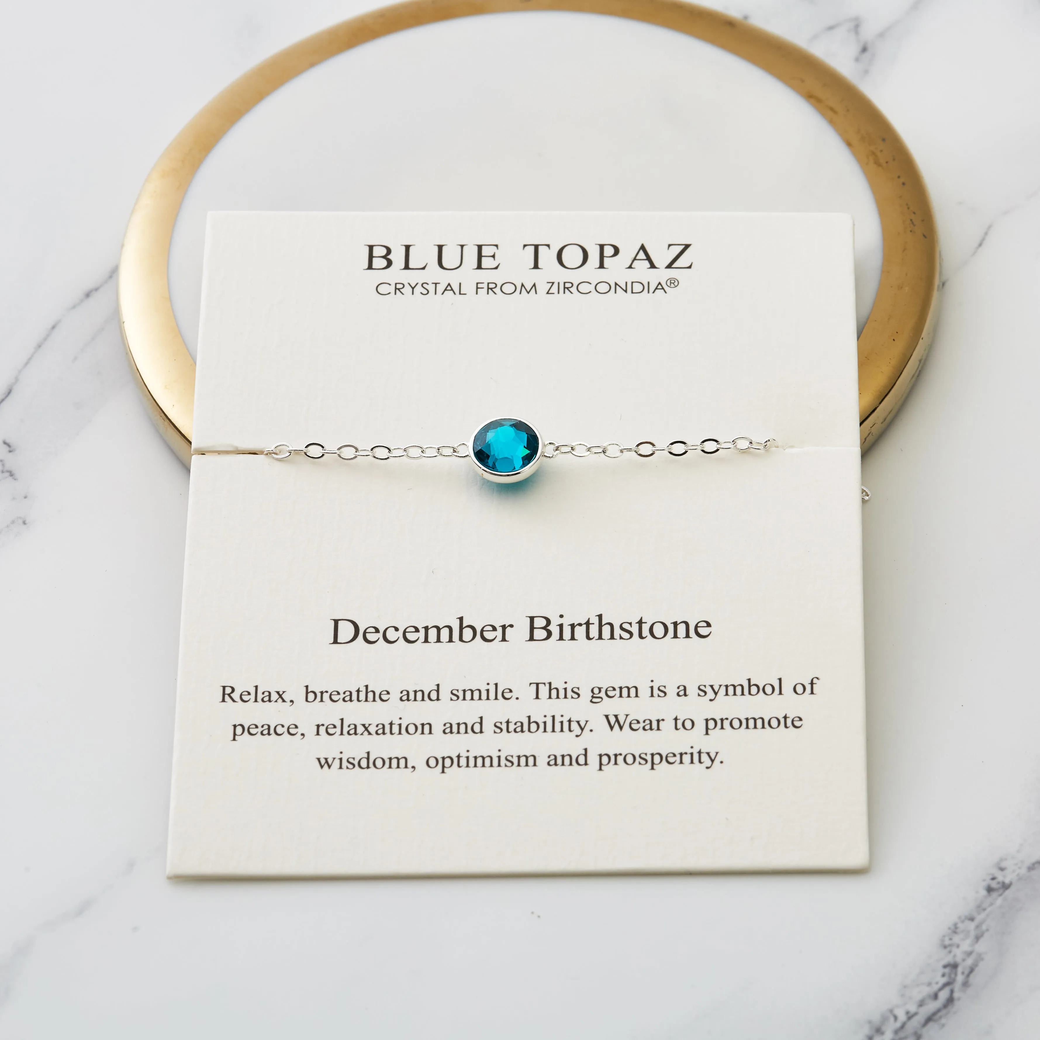 December (Blue Topaz) Birthstone Anklet Created with Zircondia® Crystals