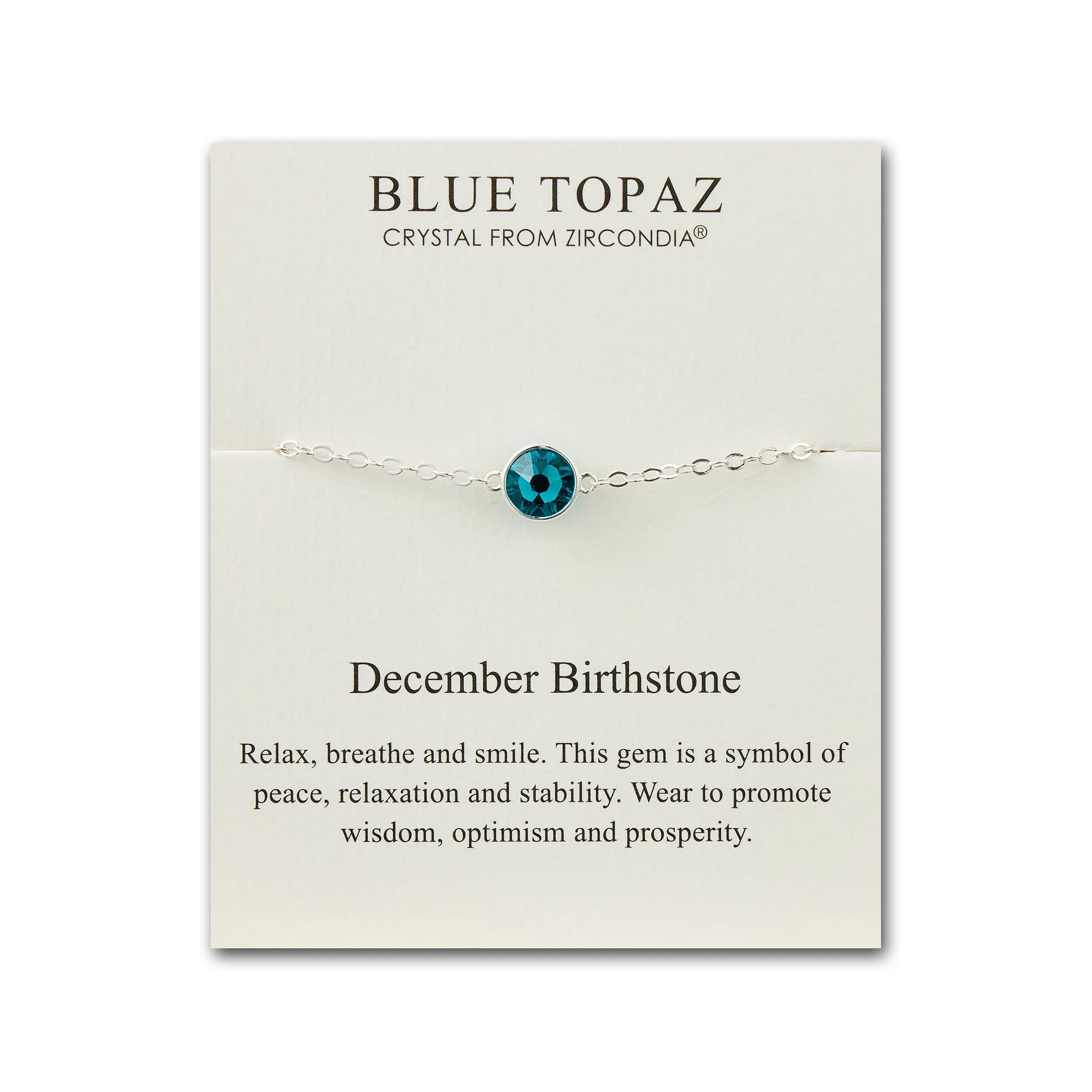 December (Blue Topaz) Birthstone Anklet Created with Zircondia® Crystals