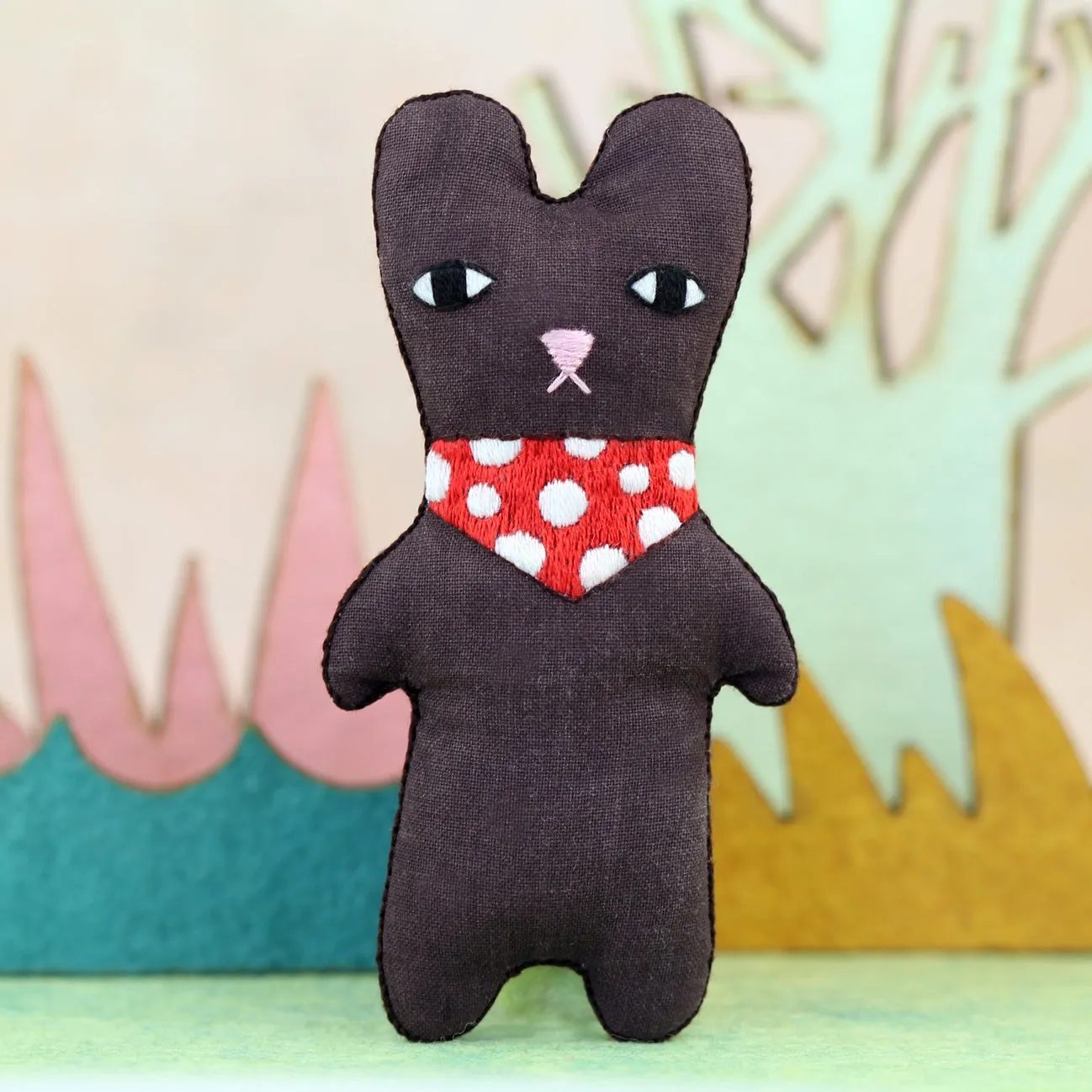 Donna Wilson Embroidery Mini Plush Kit, Bibi Bear | Level 1