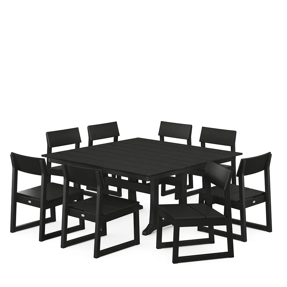 Edge 9 Piece Farmhouse Trestle Dining Set