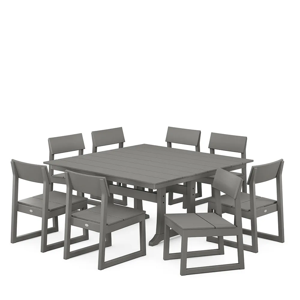 Edge 9 Piece Farmhouse Trestle Dining Set