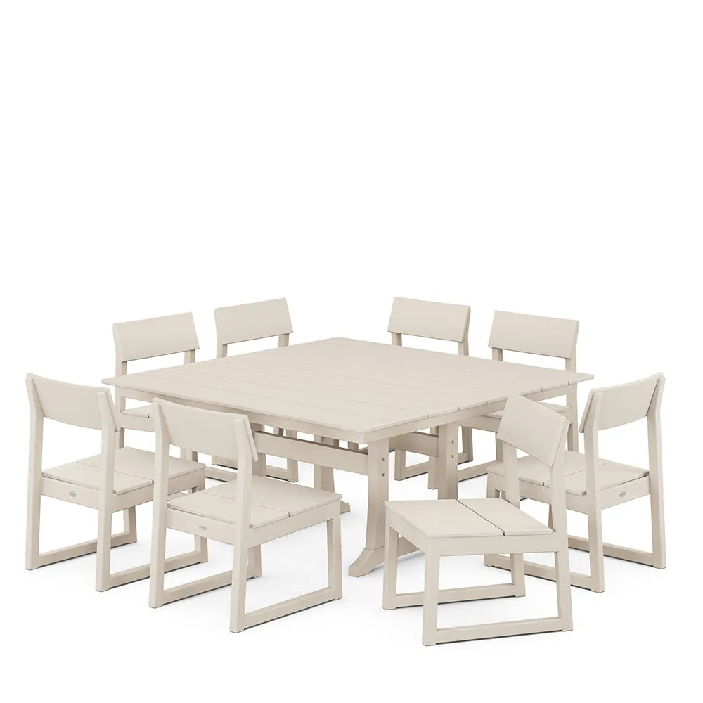 Edge 9 Piece Farmhouse Trestle Dining Set