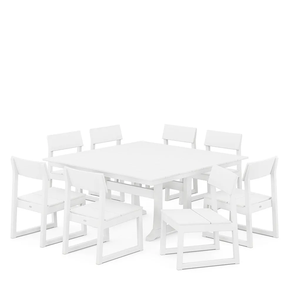 Edge 9 Piece Farmhouse Trestle Dining Set