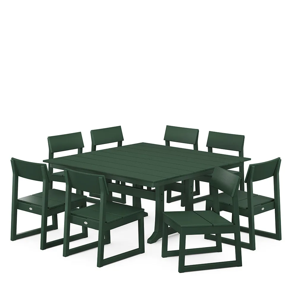 Edge 9 Piece Farmhouse Trestle Dining Set