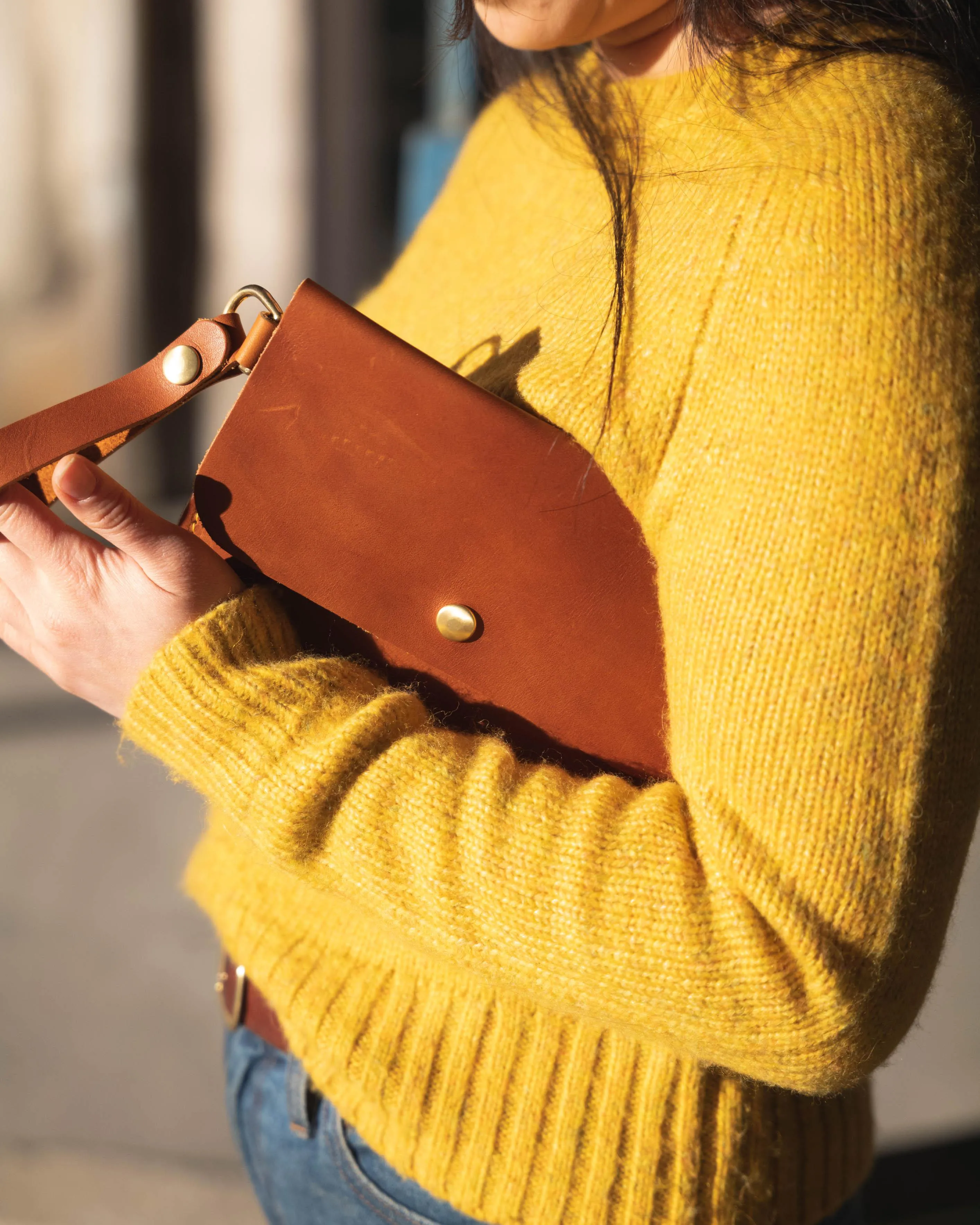 English Tan Wristlet Clutch