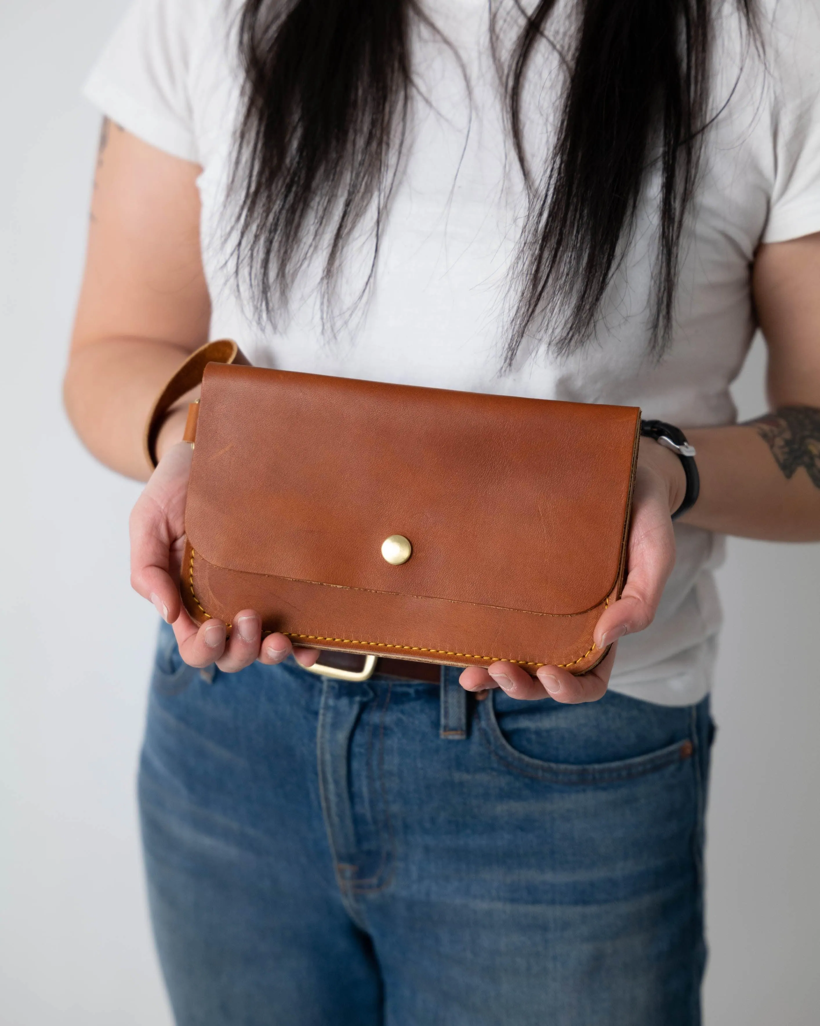 English Tan Wristlet Clutch