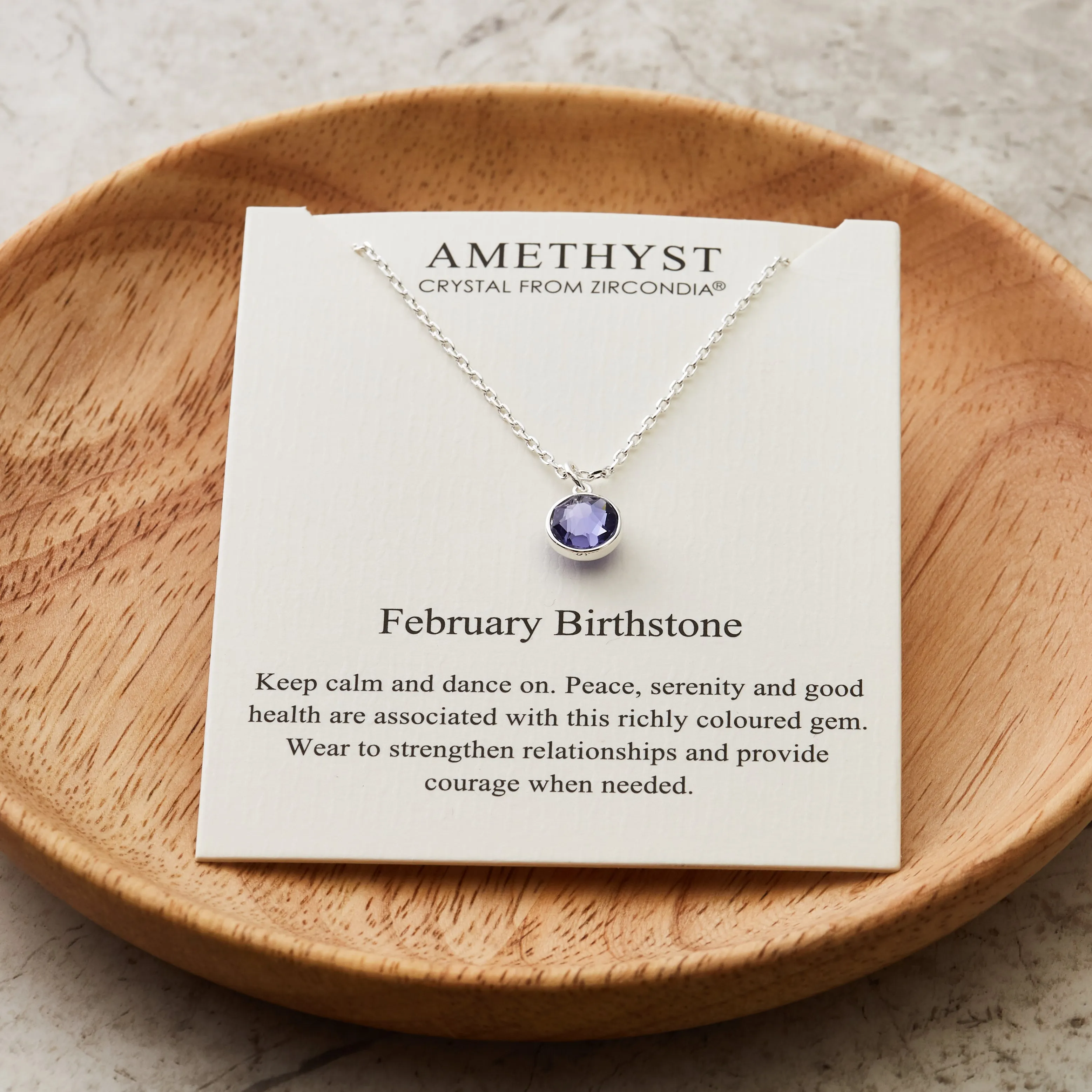 February (Amethyst) Birthstone Necklace Created with Zircondia® Crystals