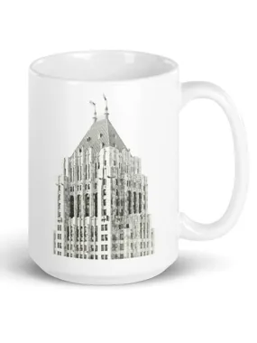 Fisher Building Detroit 16 oz Coffee Mug - Black and White