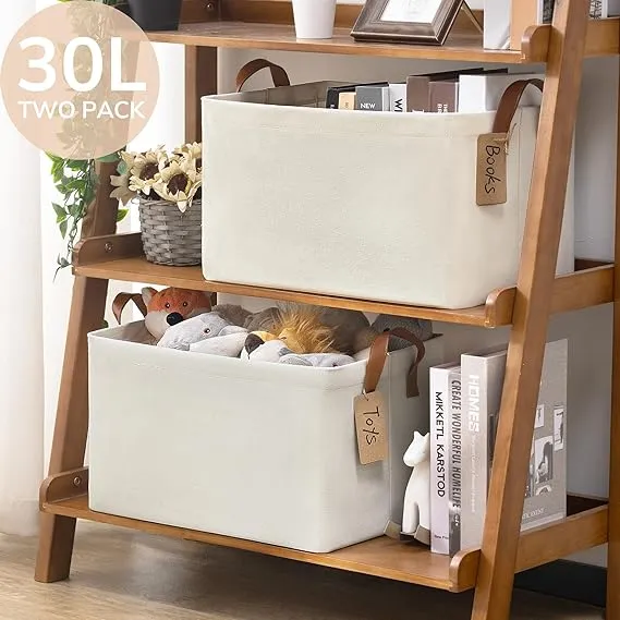 Goodpick Beige Large Storage Bins Storage Baskets 2pcs