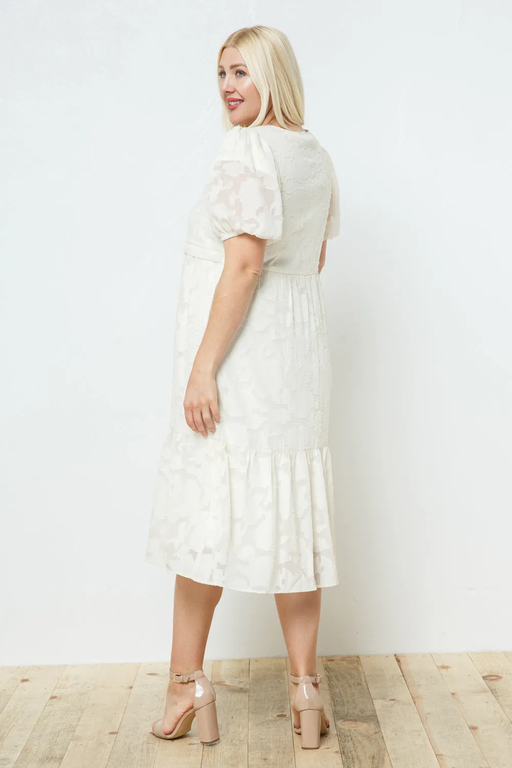 Irene Tiered Dress in Cream PLUS