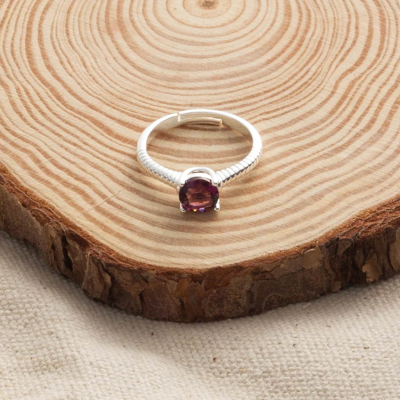 June (Alexandrite) Adjustable Birthstone Ring Created with Zircondia® Crystals