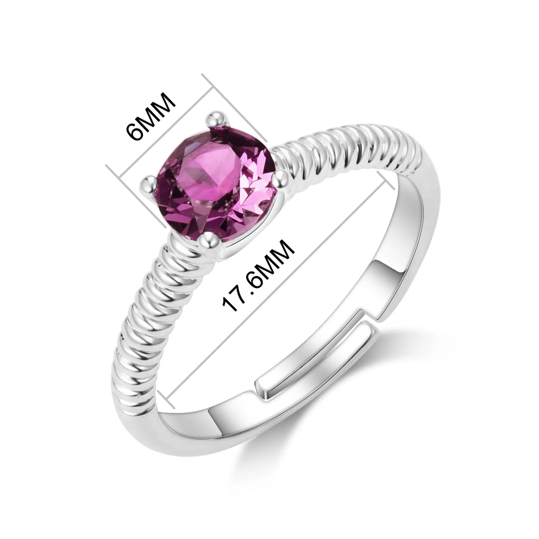 June (Alexandrite) Adjustable Birthstone Ring Created with Zircondia® Crystals