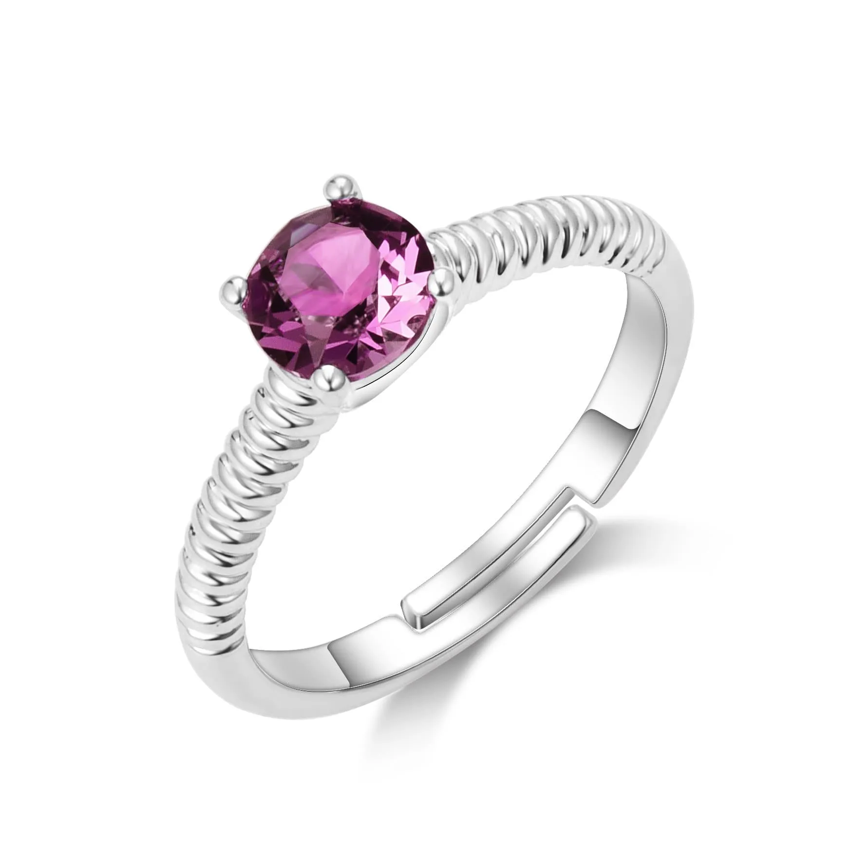 June (Alexandrite) Adjustable Birthstone Ring Created with Zircondia® Crystals