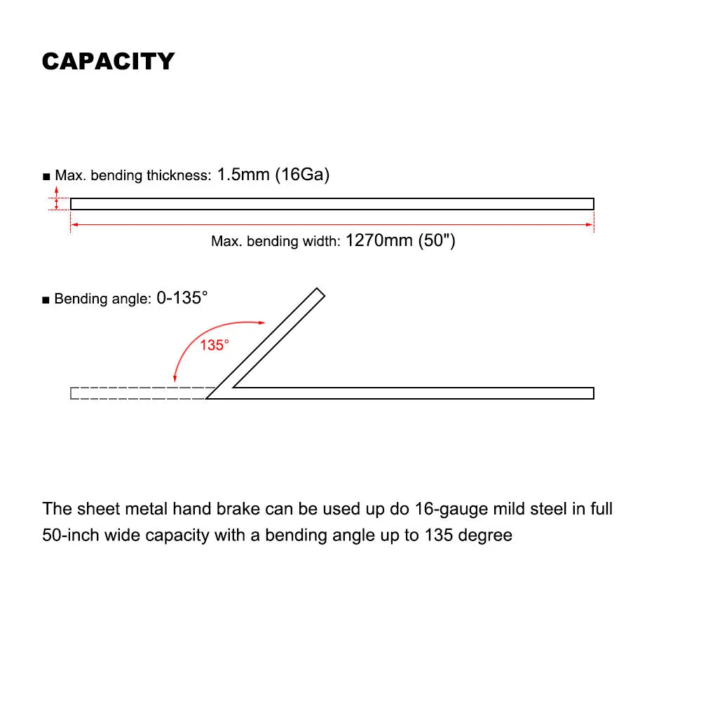 KANG Industrial BP-1650 Pan and Box Brake, 1270mm Metal Sheet Pan Brake, 1270x1.5mm mild steel bending capacity