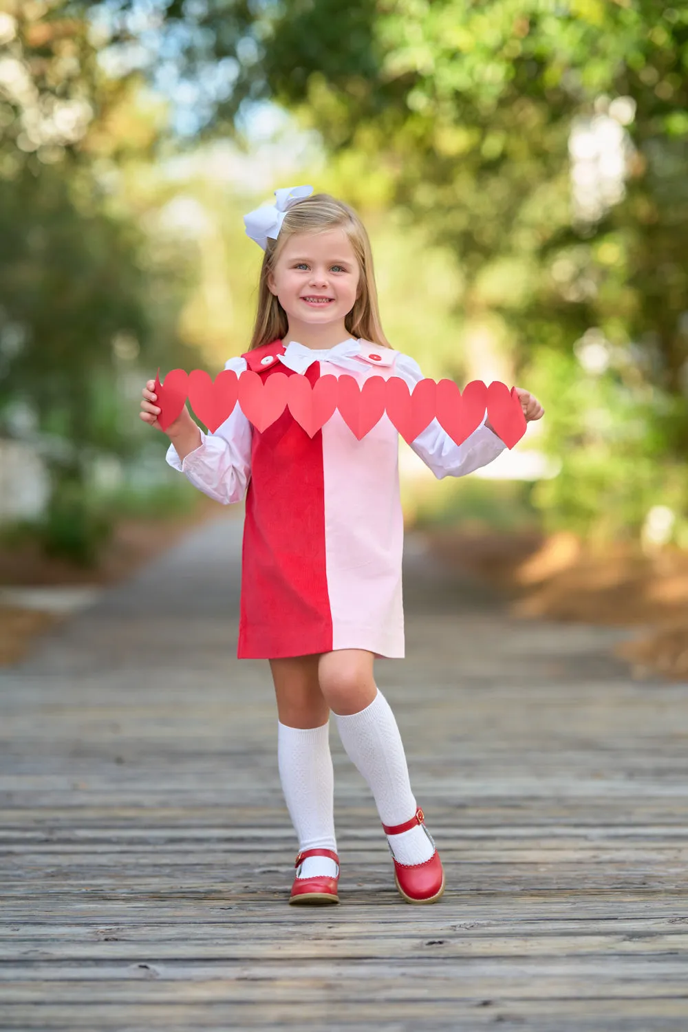 Katie Anne Colorblock Jumper (Corduroy) - Richmond Red & Palm Beach Pink