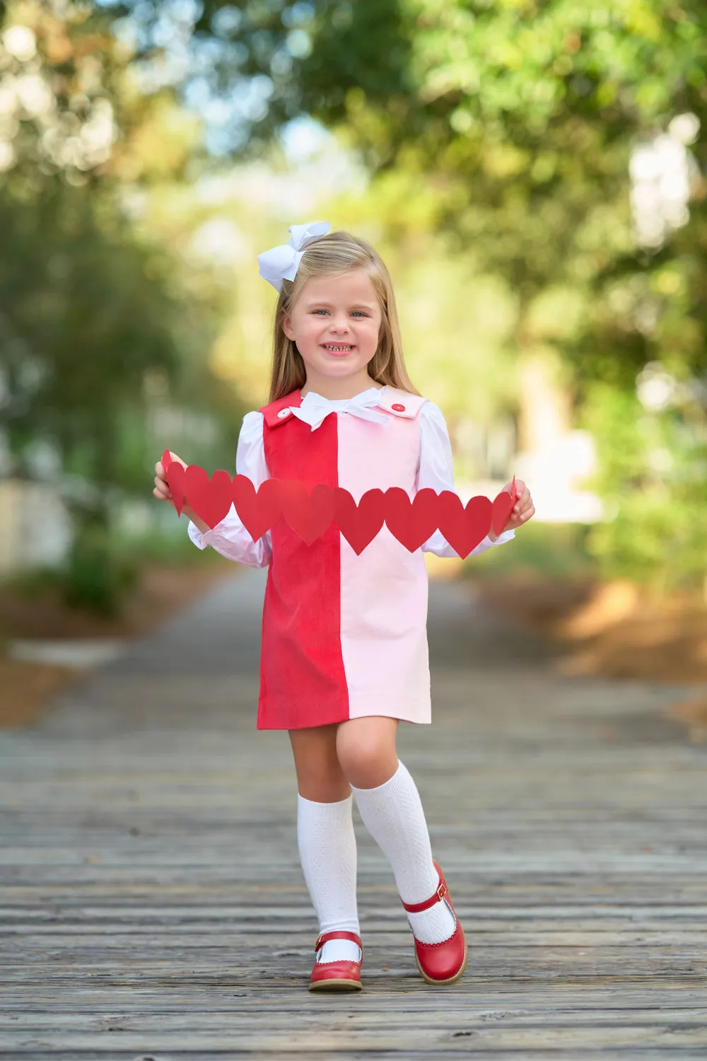 Katie Anne Colorblock Jumper (Corduroy) - Richmond Red & Palm Beach Pink