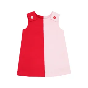 Katie Anne Colorblock Jumper (Corduroy) - Richmond Red & Palm Beach Pink