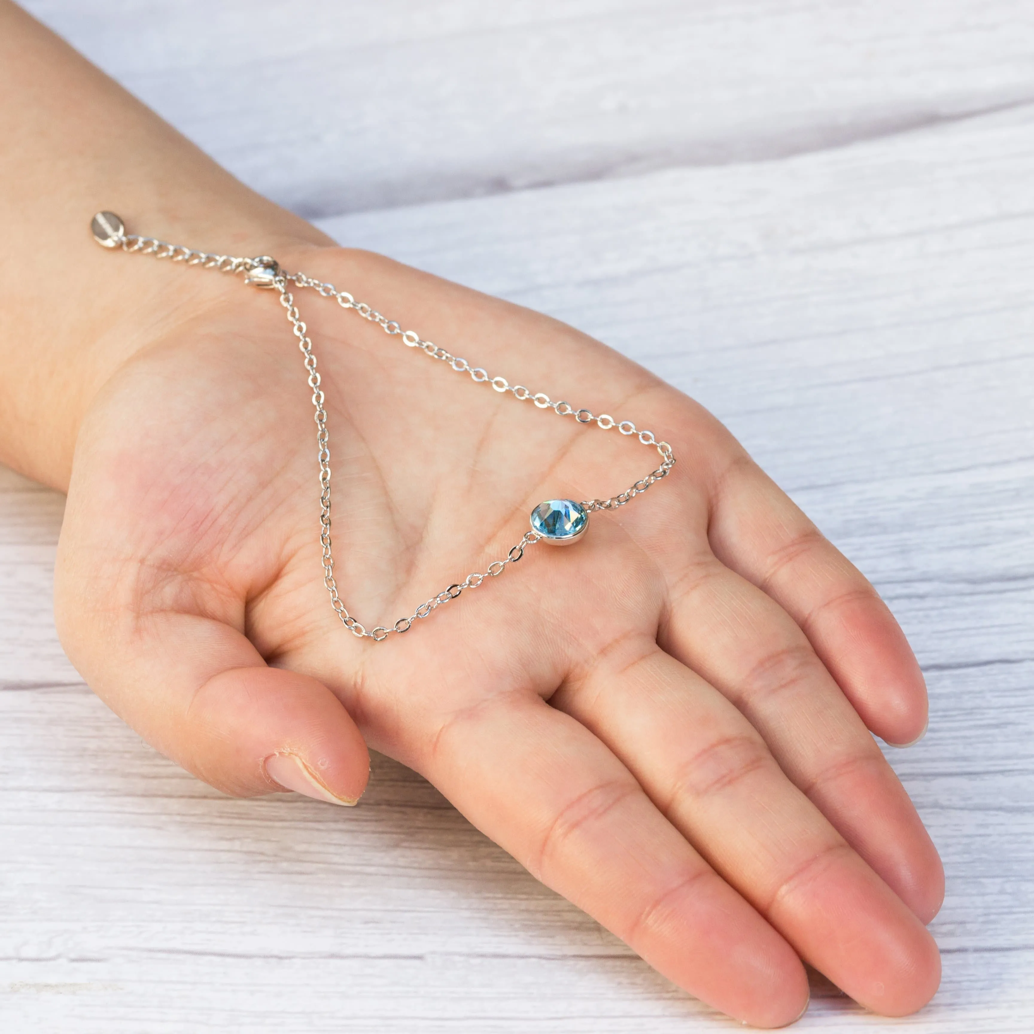 Light Blue Crystal Anklet Created with Zircondia® Crystals