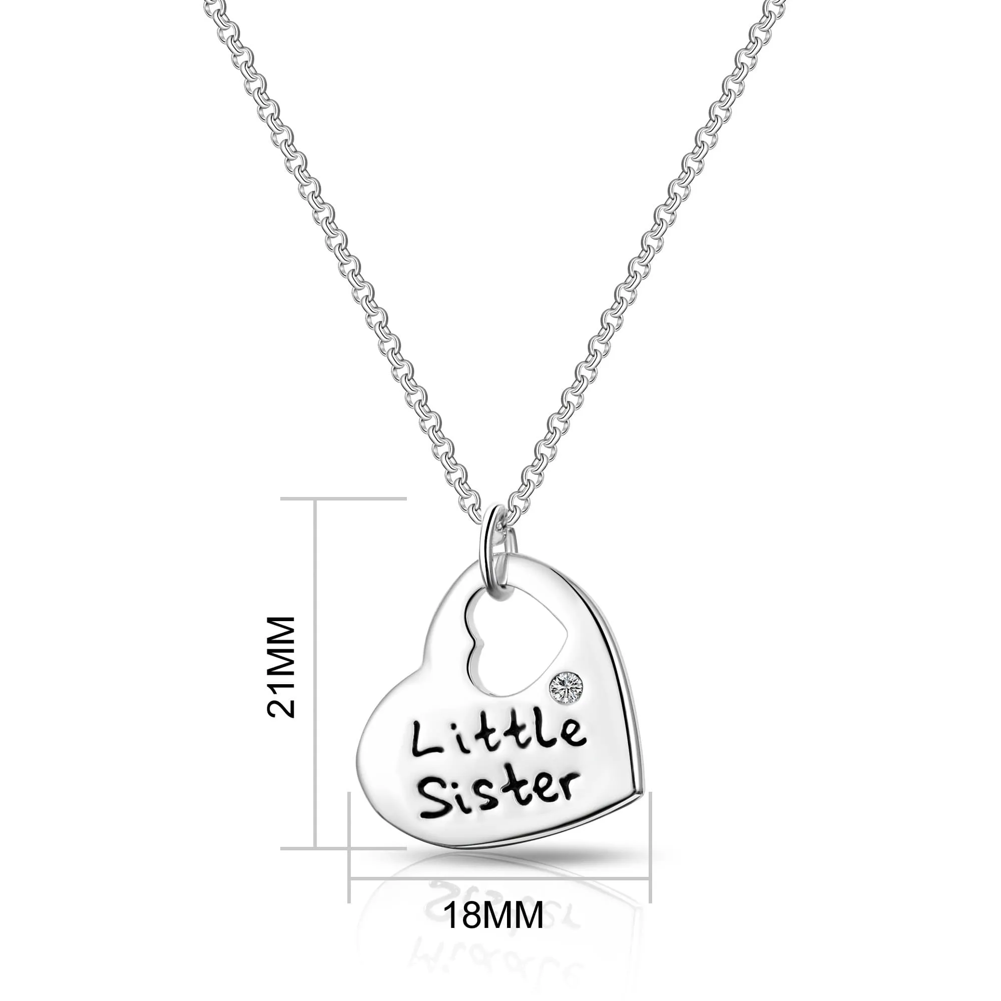 Little Sister Heart Necklace Created with Zircondia® Crystals