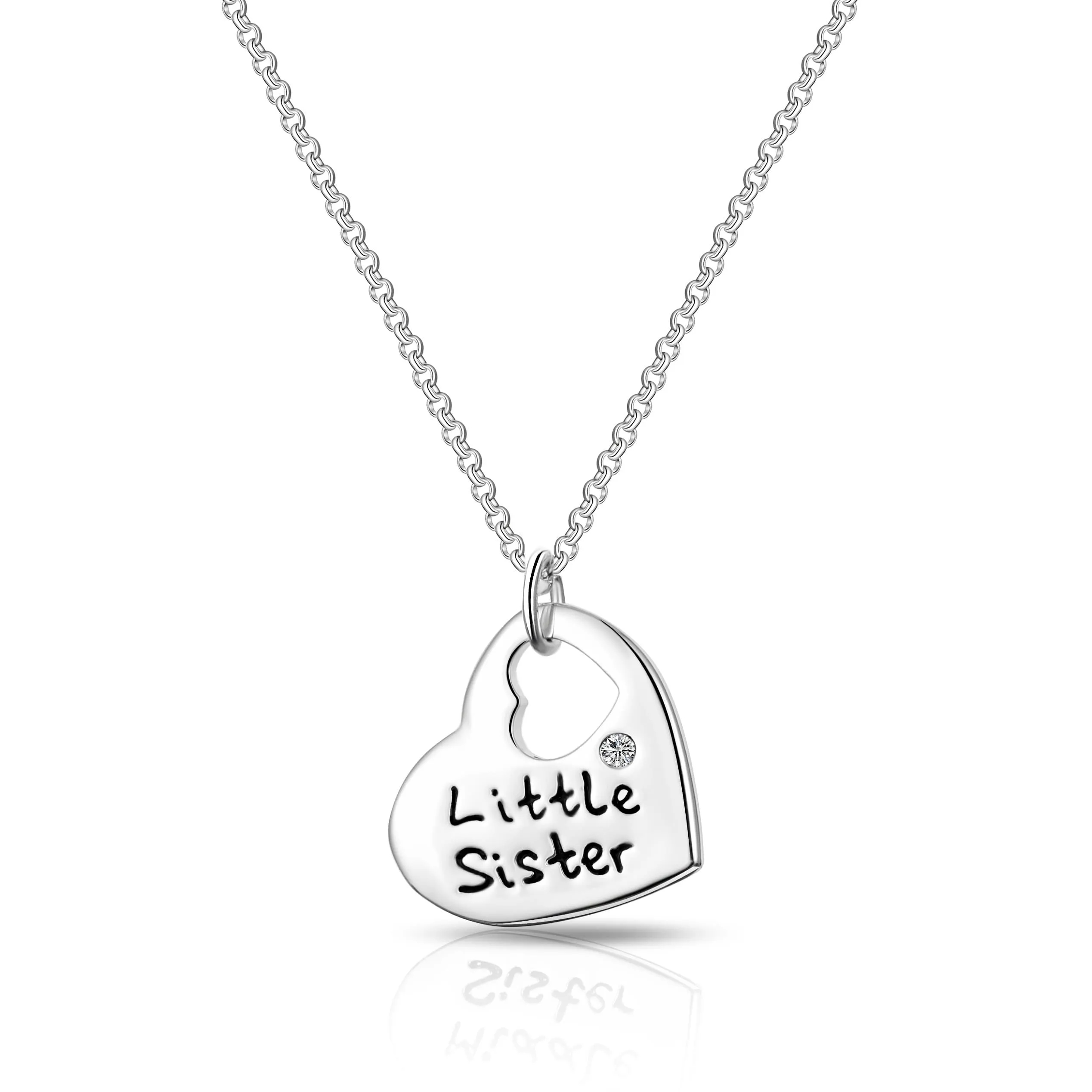 Little Sister Heart Necklace Created with Zircondia® Crystals