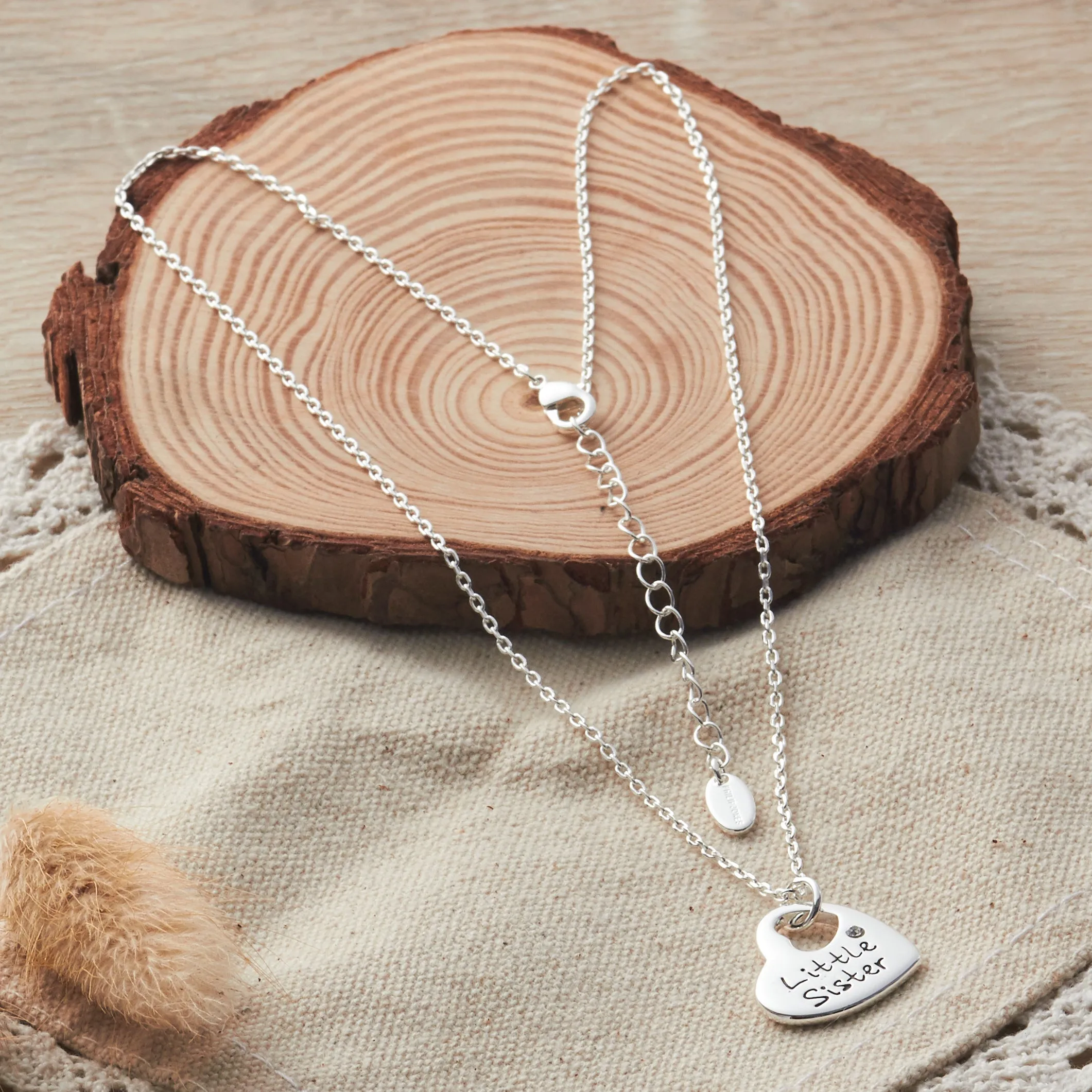 Little Sister Heart Necklace Created with Zircondia® Crystals