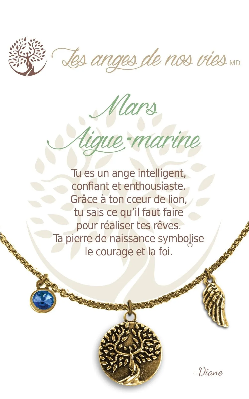 Mars - Aigue-marine: Birthstone Necklace