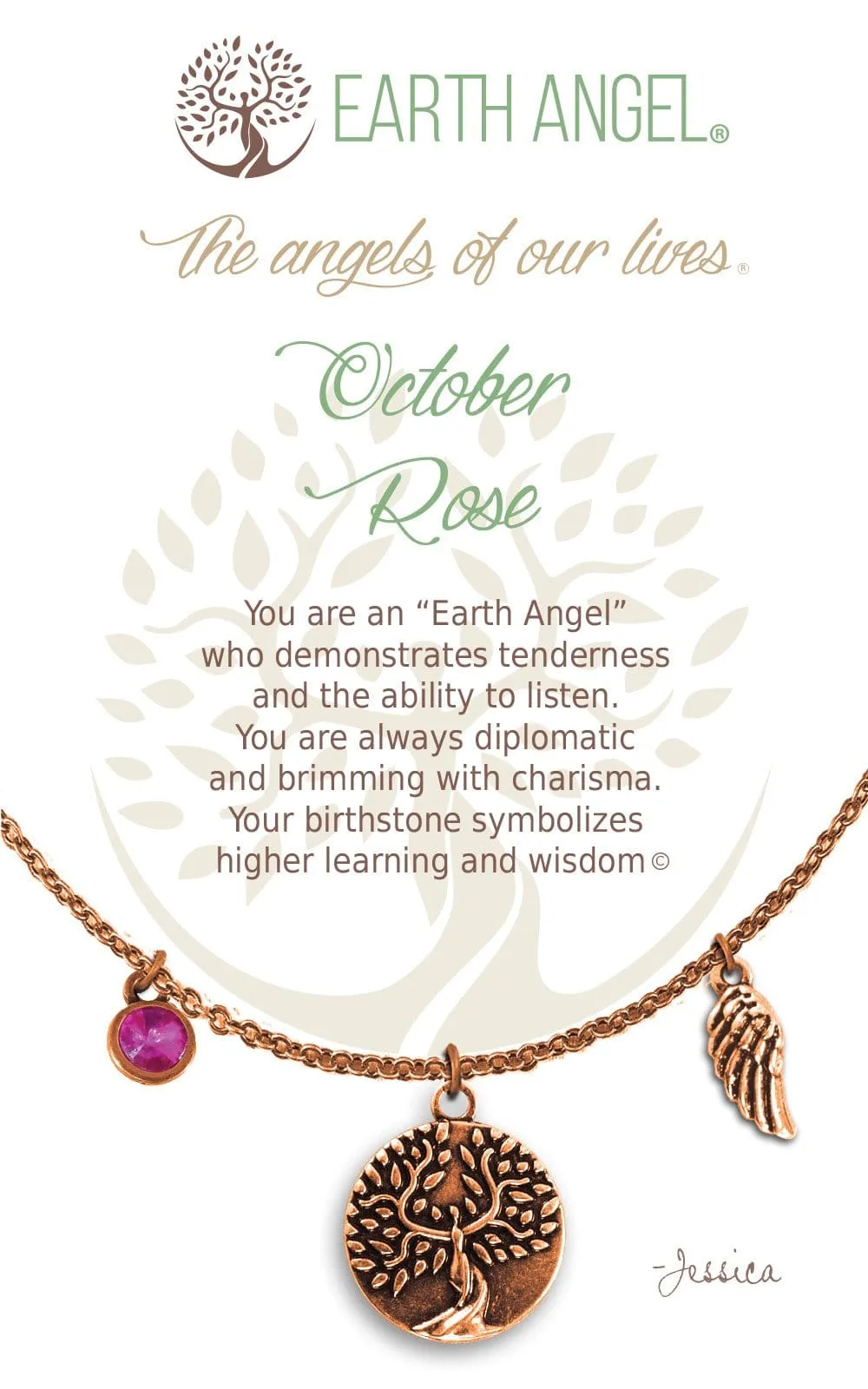 October - Rose: Birthstone Necklace