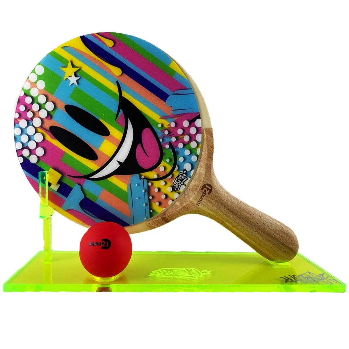 Phase-1 Ping Pong Paddle w/Autographed Stand by Sket-One x round21