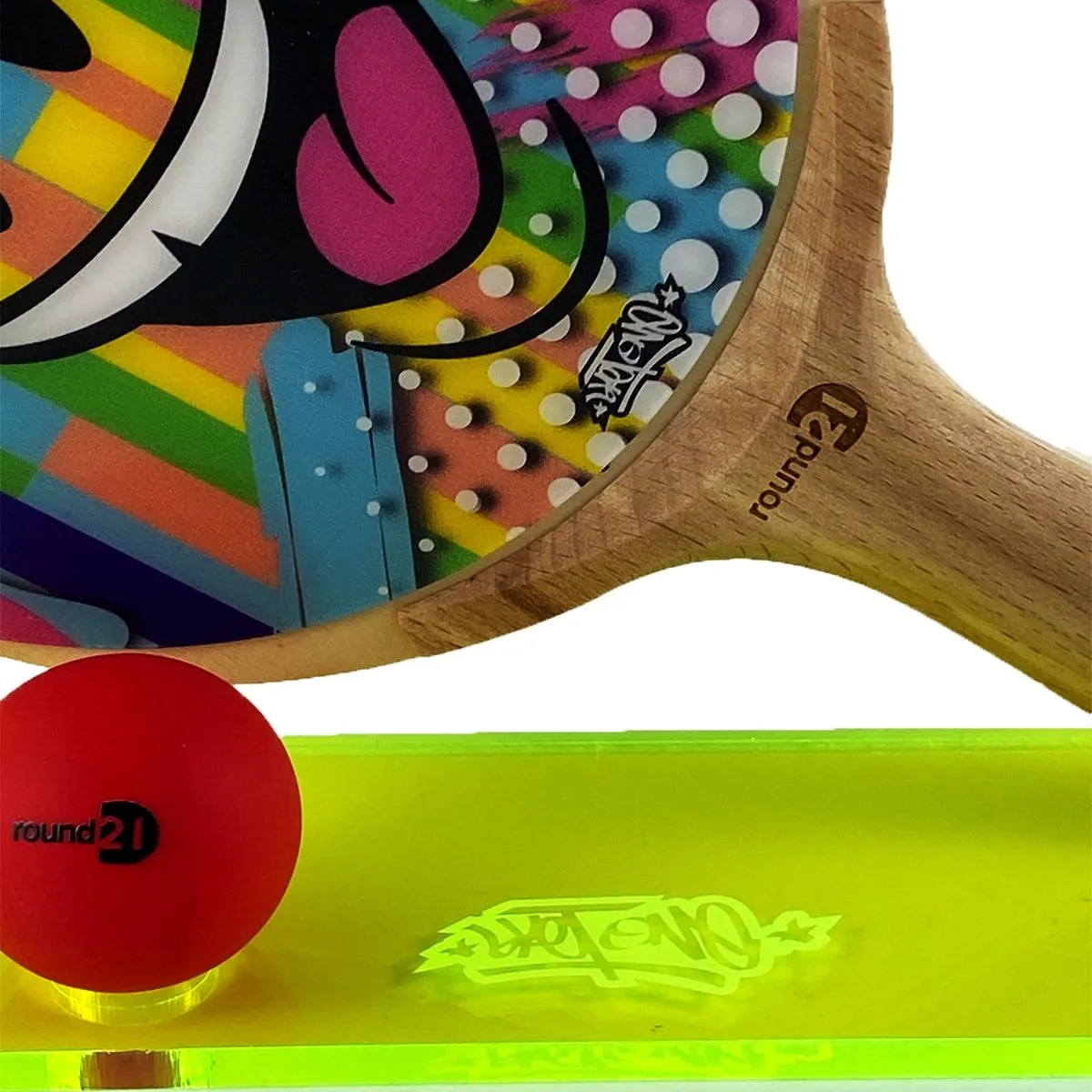 Phase-1 Ping Pong Paddle w/Autographed Stand by Sket-One x round21