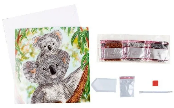 "Koala Cuddles" Crystal Art Card 18x18cm